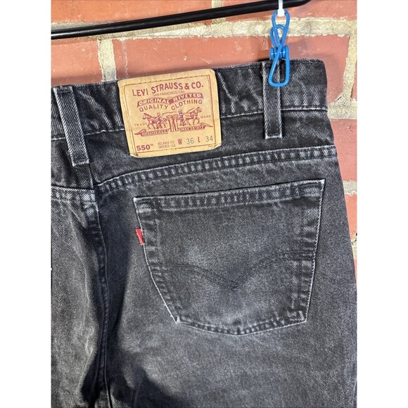 Vintage 90s Levi's 550 Jeans Relaxed Tapered Leg USA Black W36 34L, Real 36x34 - Picture 5 of 7